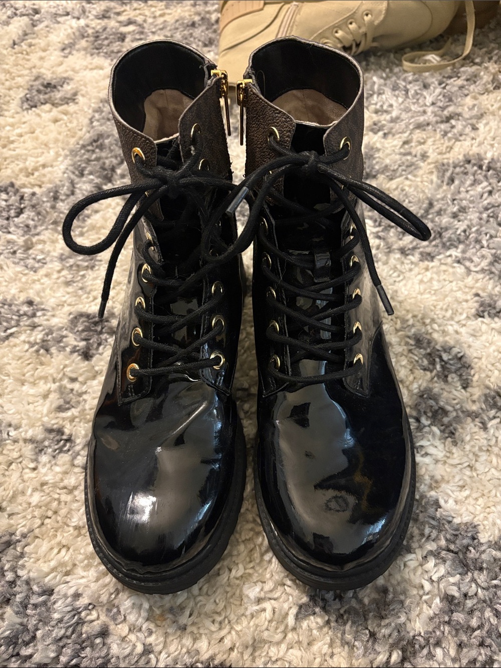Black Patent Lace-Up Women's Ankle Boots - Stylish Everyday Wear